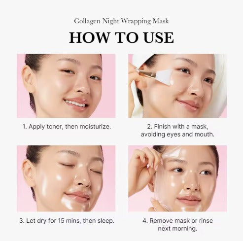 GlowLuxe + Collagen Night Wrapping Peel Off Mask Pack of 1 + 1